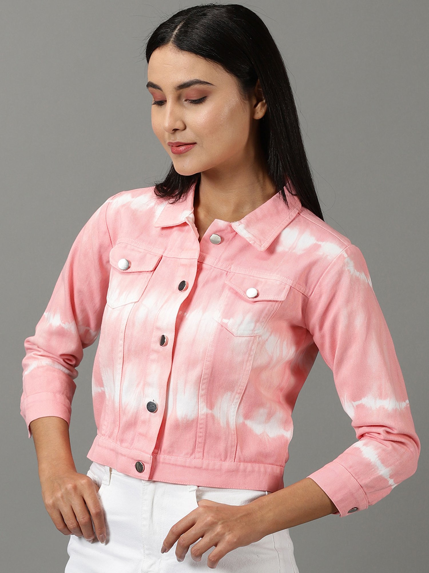 SHOWOFF Pink Tie - Dye Denim Jacket