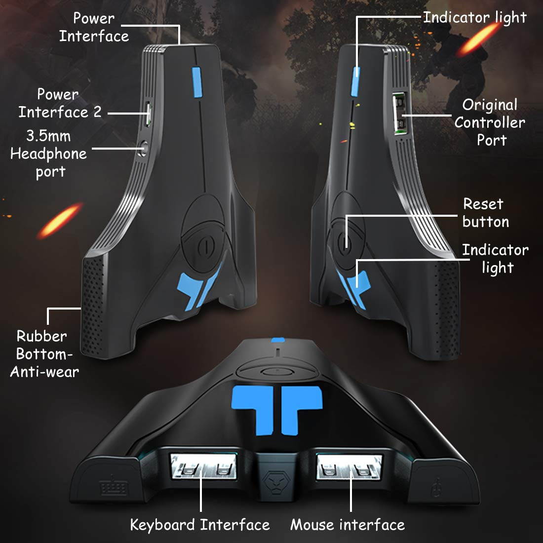 New Upgrade Wired Keyboard and Mouse Adapter Converter for Xbox One PS4 PS3 Nintendo Switch & Lite PC with Upgraded 3.5mm Headphone Jack Support in-Game Voice, Button Customization with Reset Button