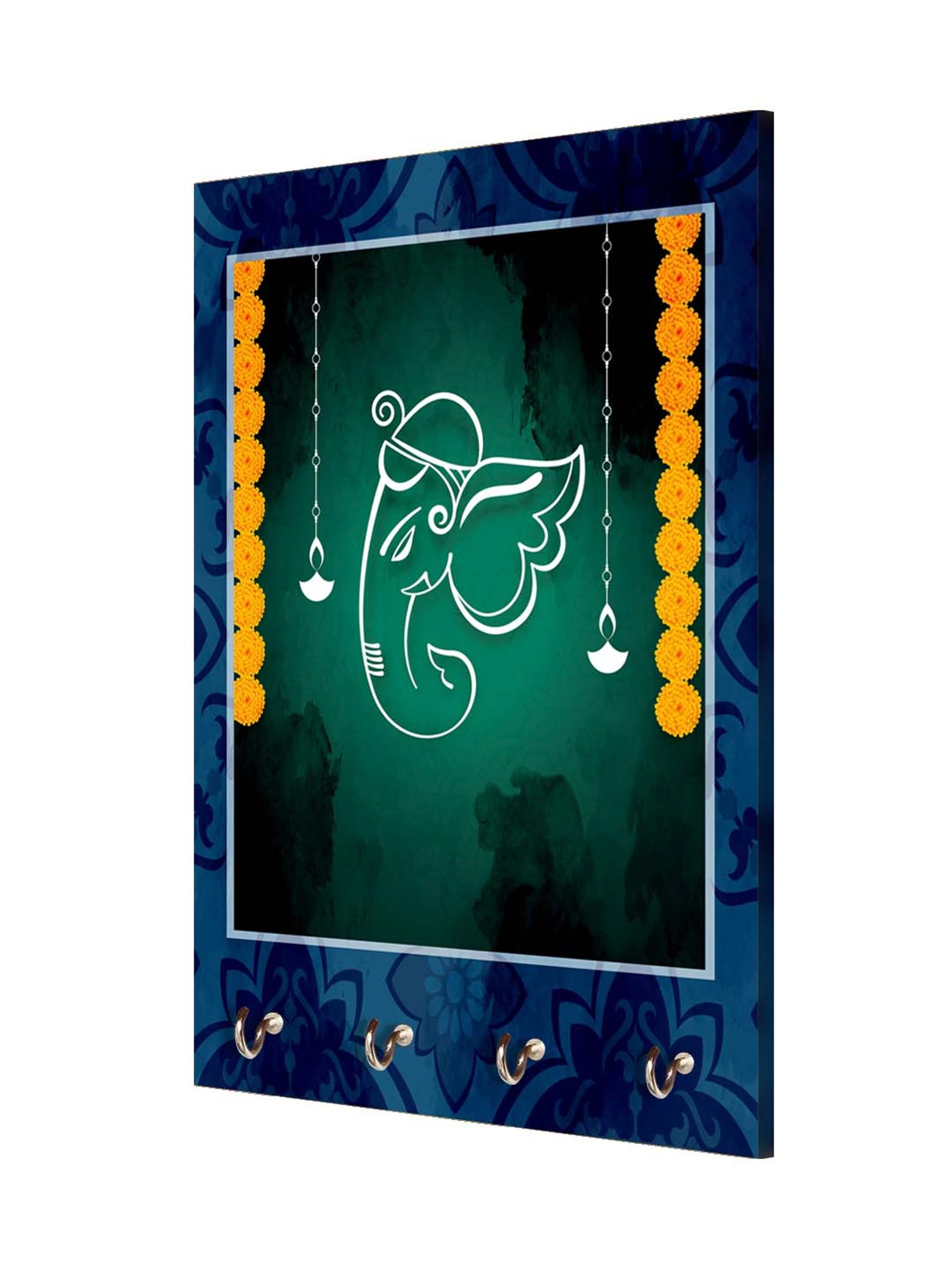 999Store Green & Blue MDF Decorative Wall Mount Key Holder - Set of 1