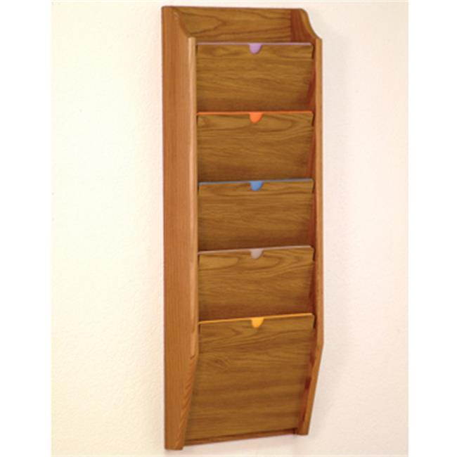 Wooden Mallet 5 Pocket HIPAA Compliant Privacy Letter Size Chart Holder Rack Medium Oak