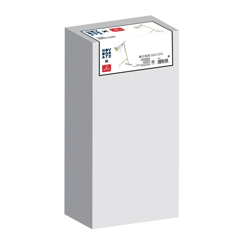 22" Zelda Matte White Desk Lamp with Gold Accents and White Fabric Cord - Novogratz x Globe