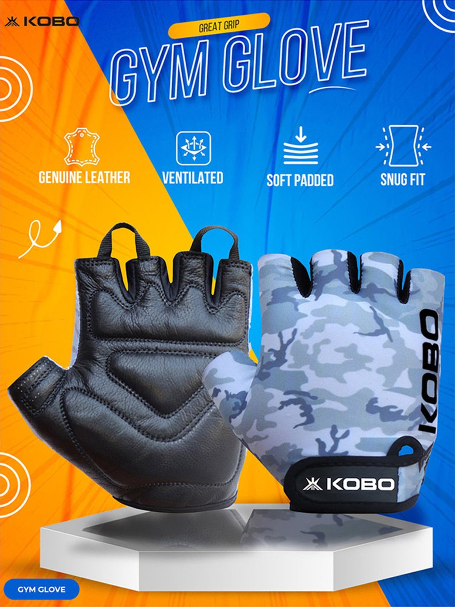 Kobo Weight Lifting Gym Gloves (Grey) Size - L