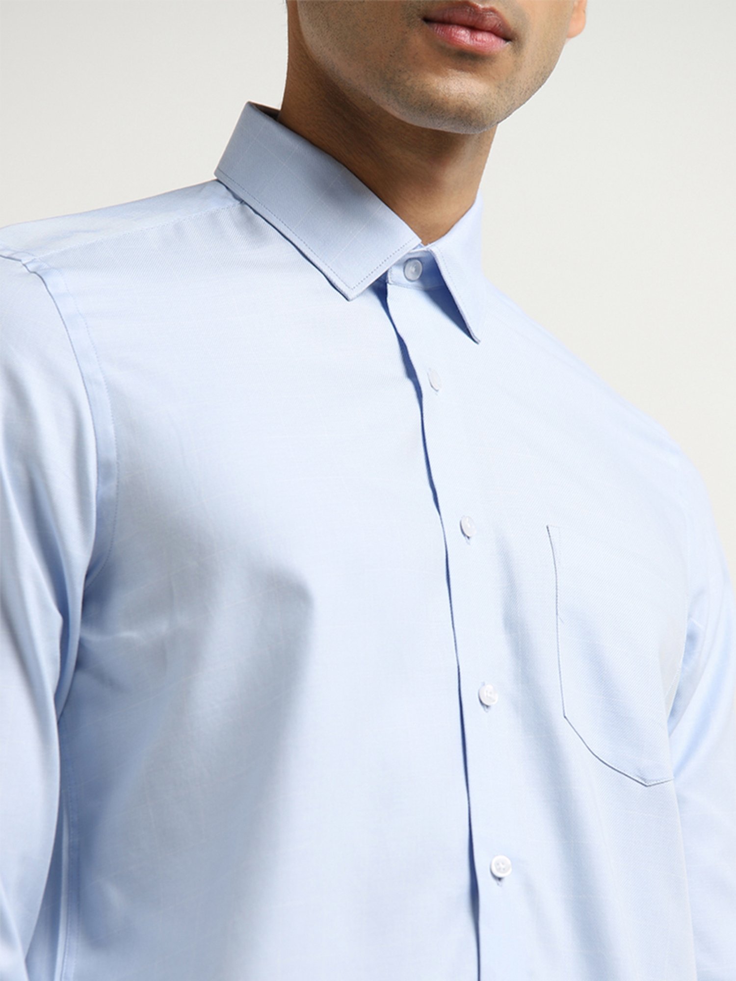 WES Formals by Westside Blue Checks Design Slim-Fit Cotton Shirt