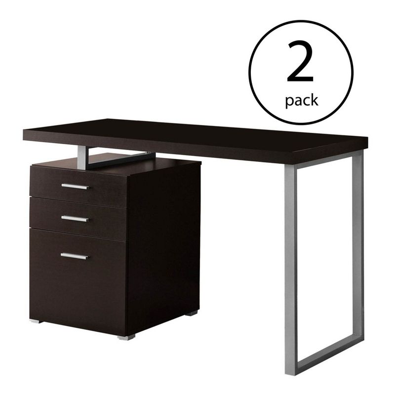 Monarch Specialties Left/Right Contemporary Computer Desk, Cappuccino (2 Pack)