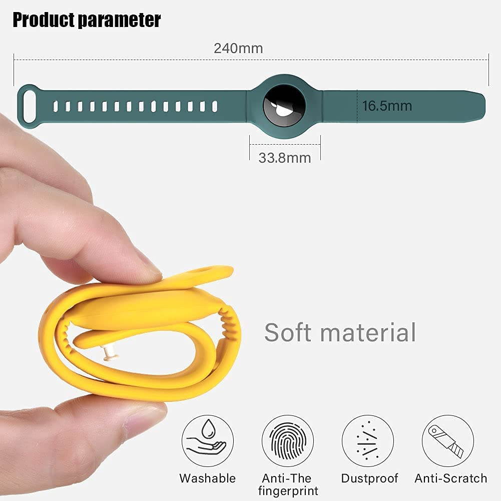 5 Pack Silicone Bands Compatible for AirTags, Silicone Bracelet for AirTag Finder Location Tracker Holder with Silicone Wrist Straps, Easy to Attach for Toddler Baby, Kid, Children, Old Man