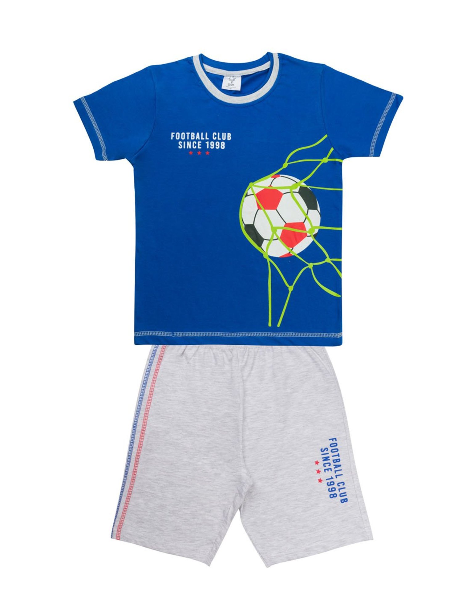 Todd N Teen Kids Printed Blue & Grey T-Shirt with Shorts