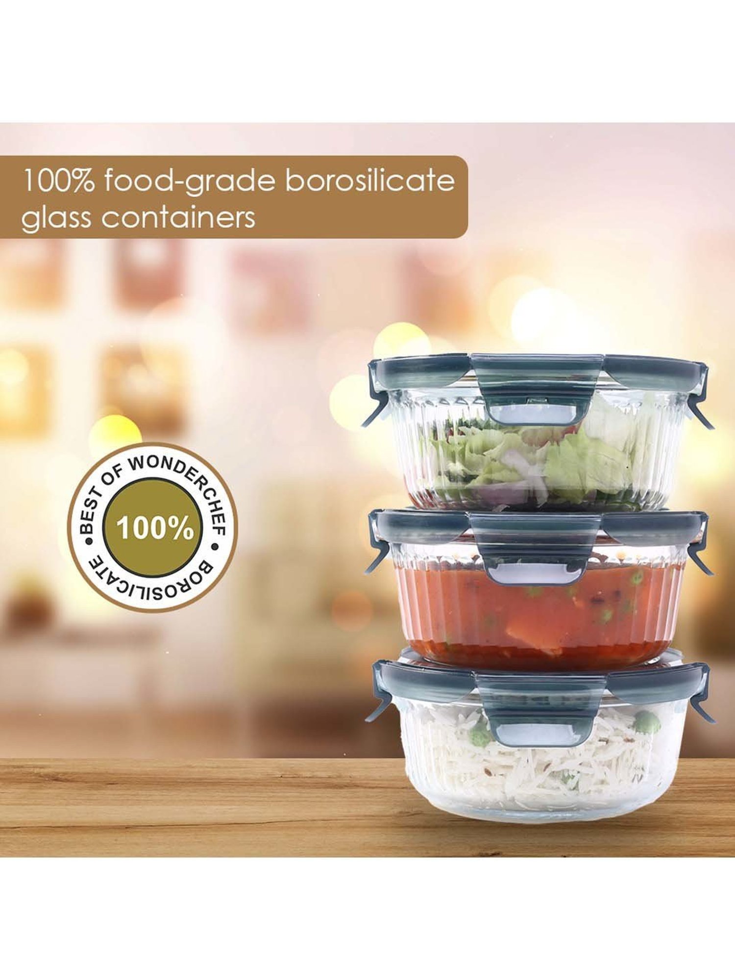 Wonderchef Verona Microwave Safe 3-Piece Lunch Box Set