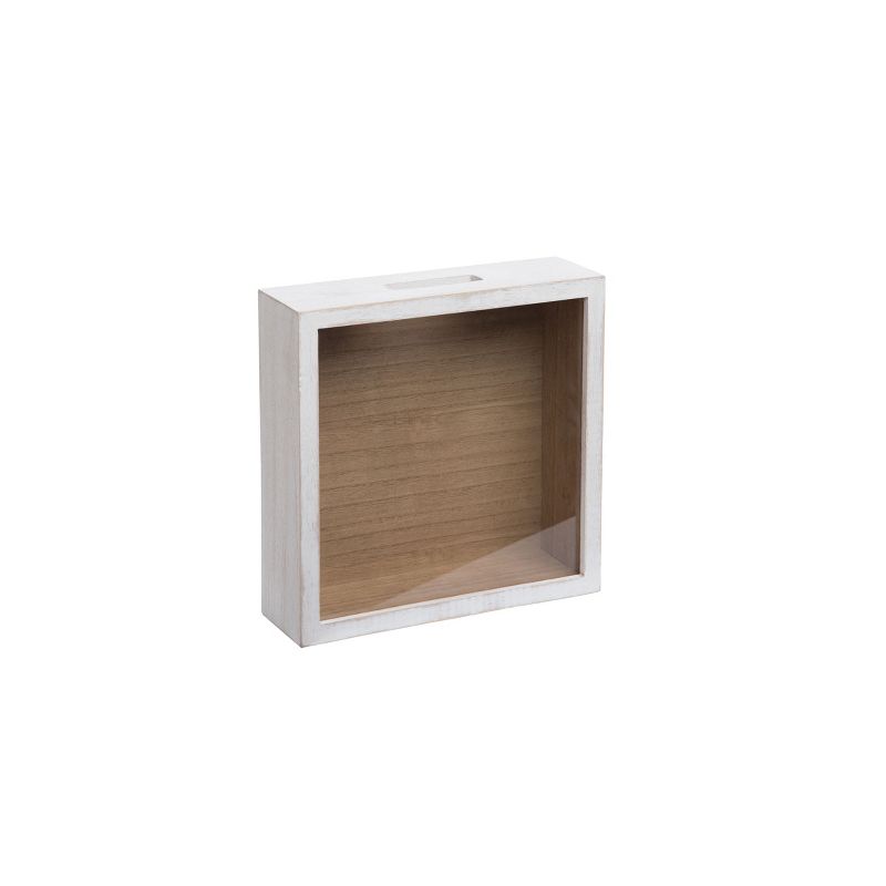 Distressed White Wooden Piggy Bank - Foreside Home & Garden