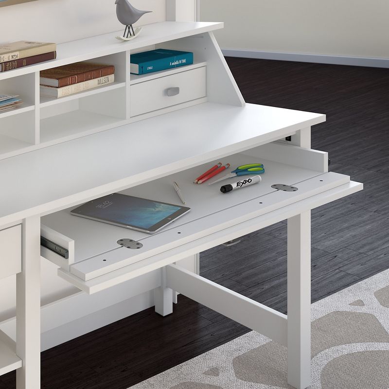 Broadview Computer Desk With Open Storage And Desktop Organizer Pure White - Bush Furniture