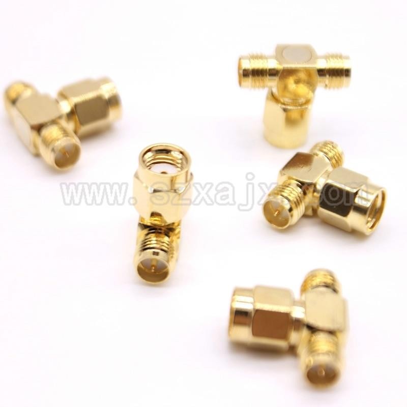 5pcs RP-SMA 3 way adapter RP-SMA male  to two RP-SMA female Reverse  "T" Type connector adapter fast ship