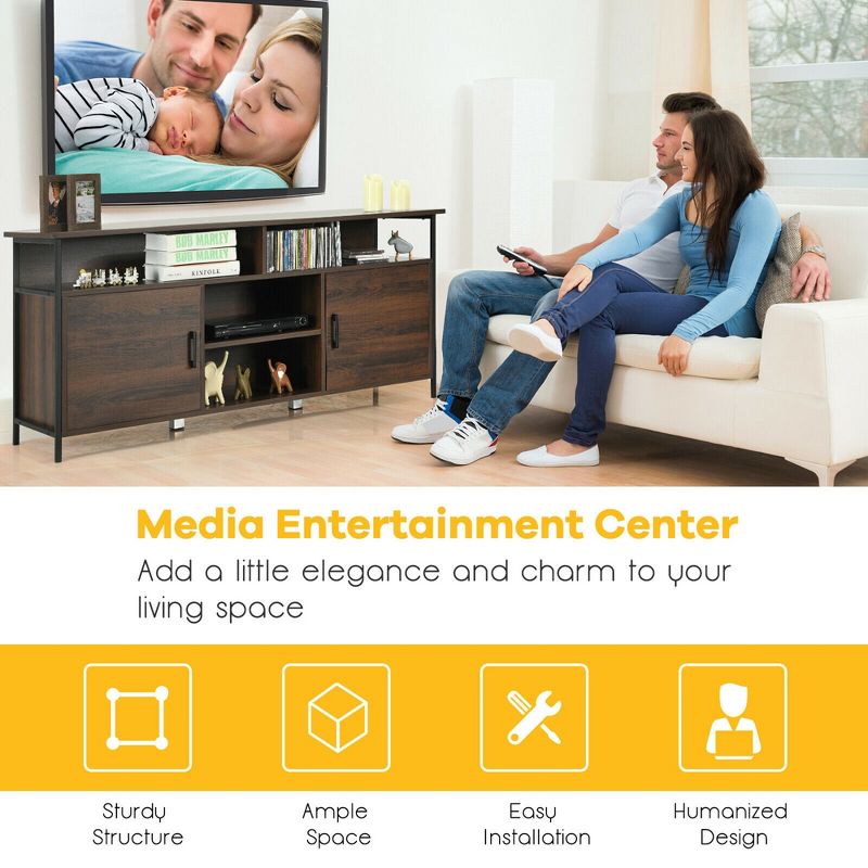 Costway 58'' Wood TV Stand Entertainment Media Center Console w/ Storage Cabinet