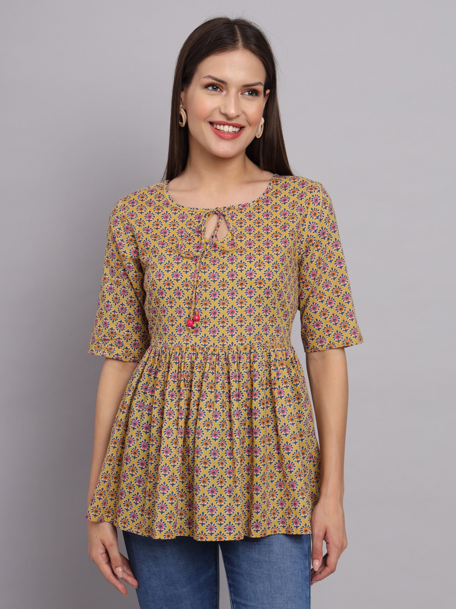 DECKEDUP Yellow Printed Tunic