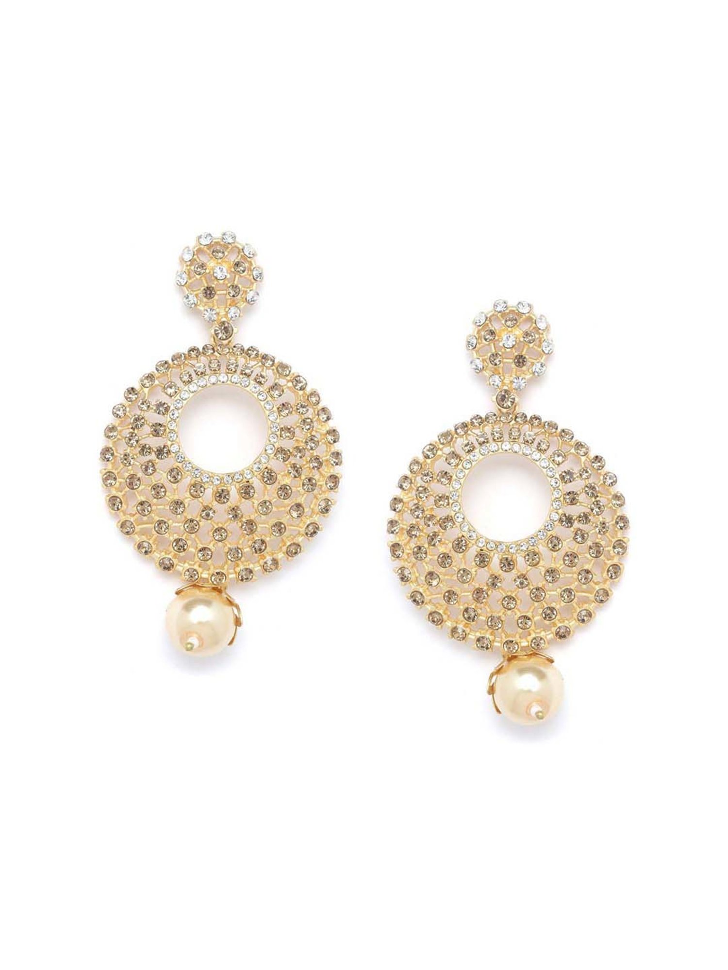 Panash Gold-Plated Handcrafted Crescent Shaped Dangler Earrings