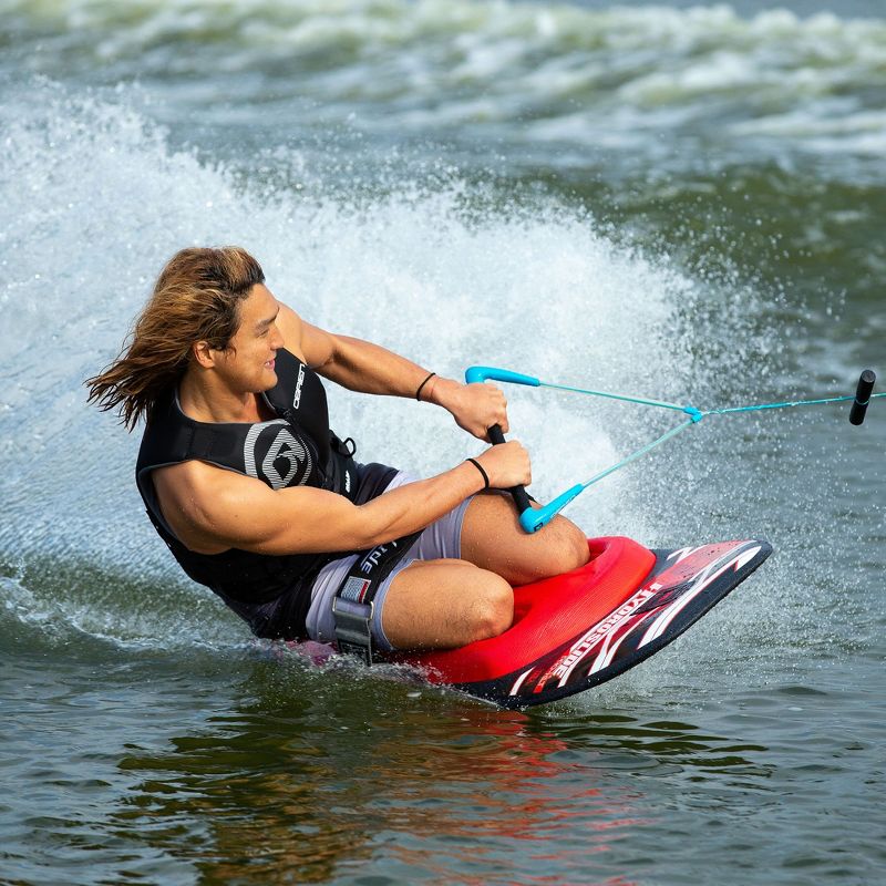 Hydroslide Pro XLT Adult Water Sports Towable Boating One Size Fits All Kneeboard with Handle & Hydro Hook Tow Point, Red