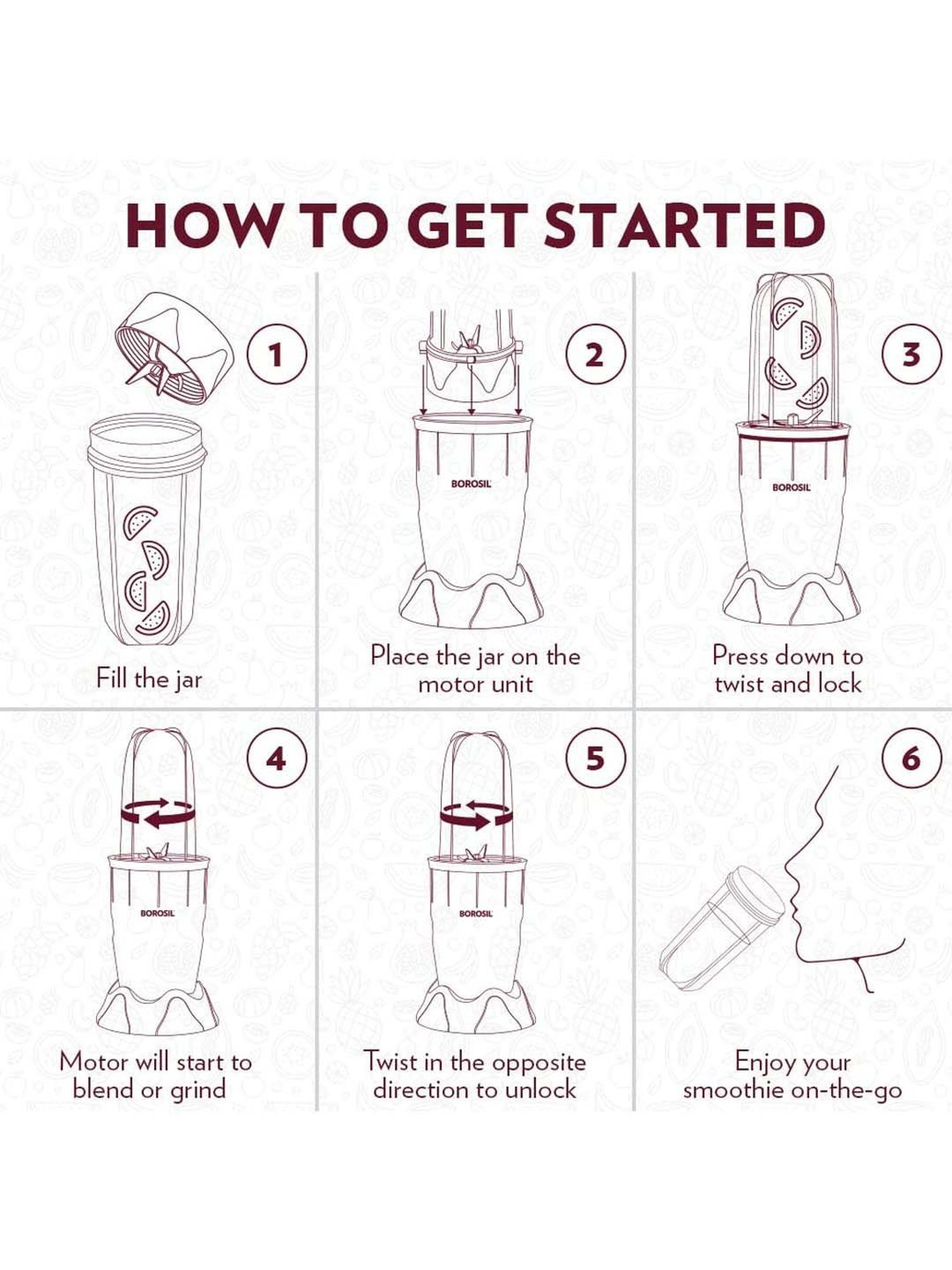 Borosil NutriFresh PB31 Black Plastic 400W Portable Mini-Blender & Grinder