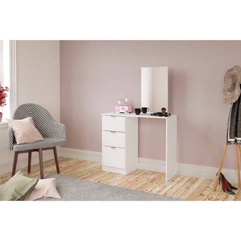 Hollywood Vanity w/Mirror - White - Chique