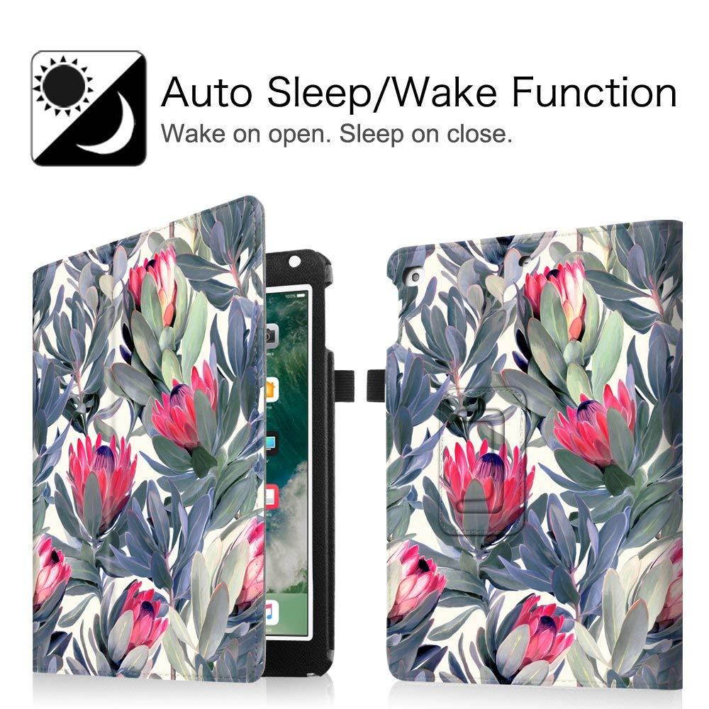 Fintie iPad 9.7 2018/2017, iPad Air 2, iPad Air Case - [Corner Protection] Premium Vegan Leather Folio Stand Cover, Auto Wake/Sleep for Apple iPad 6th/5th Gen, iPad Air 1/2, Protea Paradise