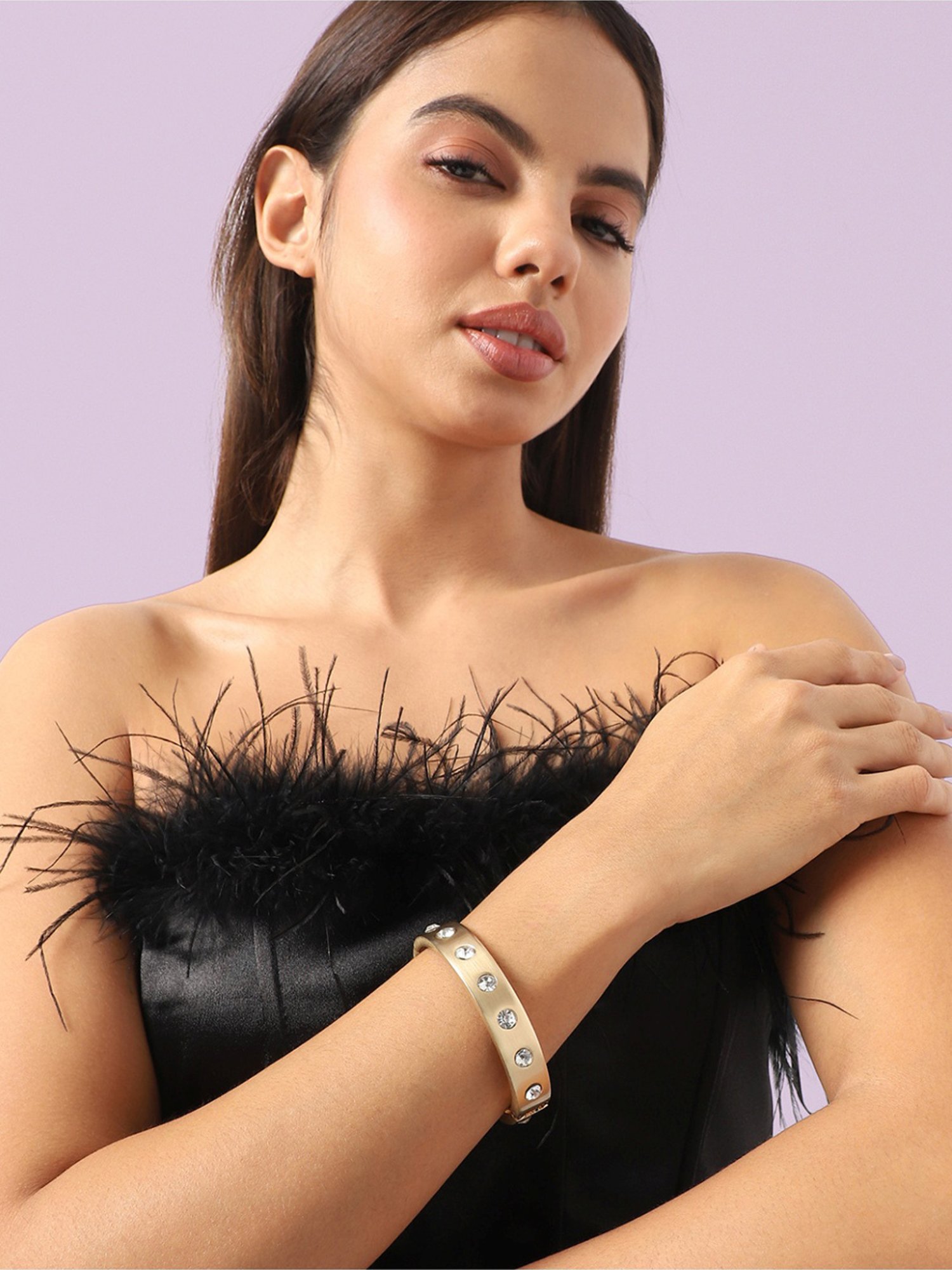 Sohi Crystal Band Golden Bracelet for Women & Girls