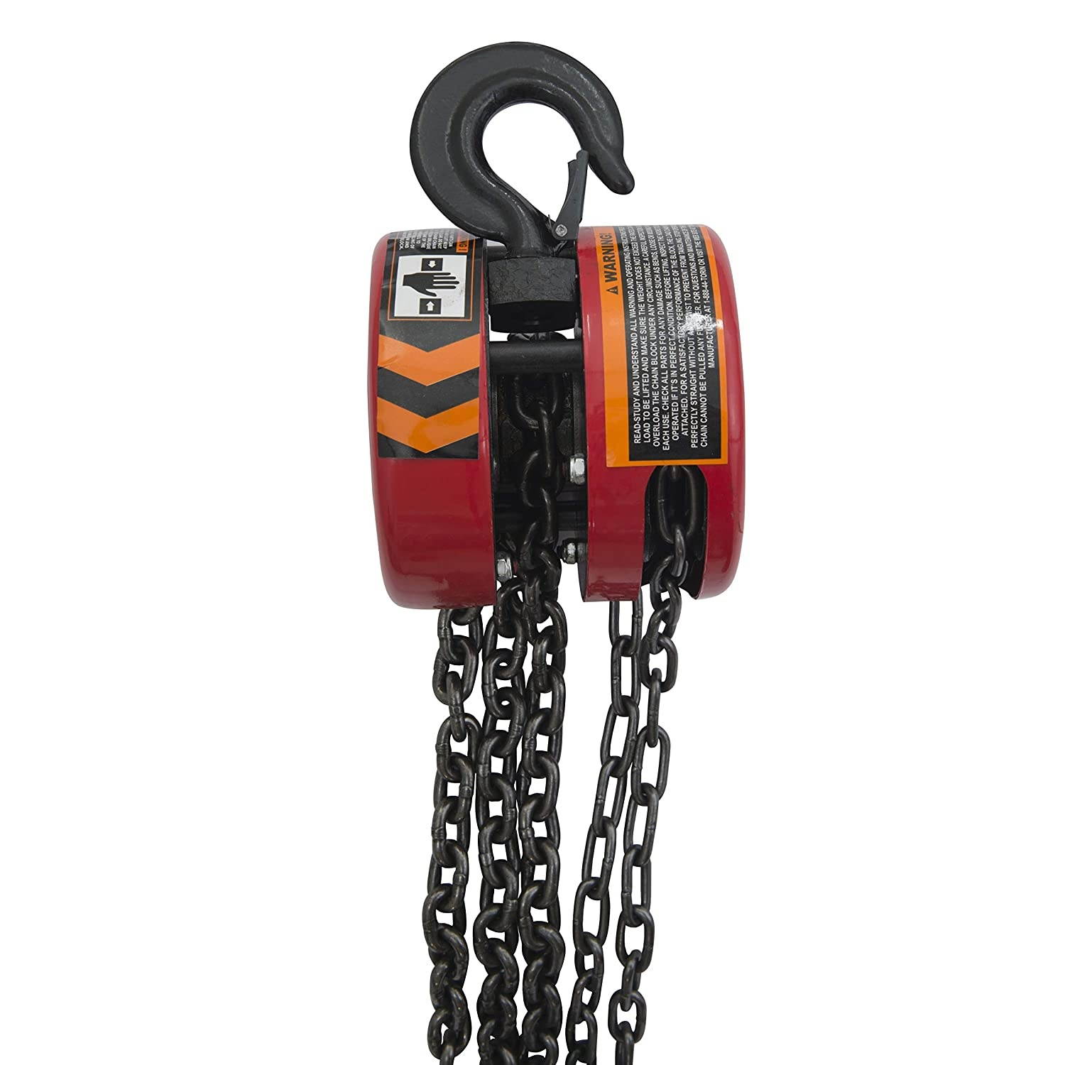 BIG RED TR9050 Torin Manual Hand Lift Steel Chain Block Hoist with 2 Hooks, 5 Ton (10,000 lb) Capacity, Red