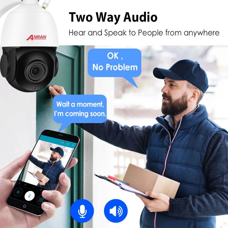 ANRAN 1080P PTZ IP Camera Outdoor Waterproof Speed Dome Camera 4 X Zoom Lens 60M IR Night Vision Security Camera Support Onvif