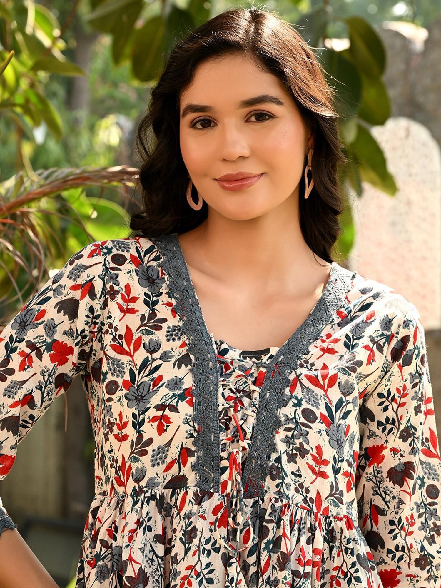 DECKEDUP Multicolor Cotton Floral Print Tunic