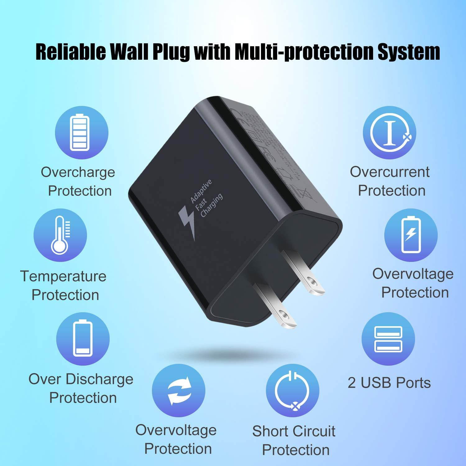 Dual USB Wall Charger, Costyle 3 Pack 30W 2 Ports Adaptive Fast Charging Block (Fast Charge QC 3.0 & 5V 2.4A) Wall Plug Compatible for iPhone 11 XS Max, Samsung Galaxy S9 S8, iPad Mini, Pixel (Black)