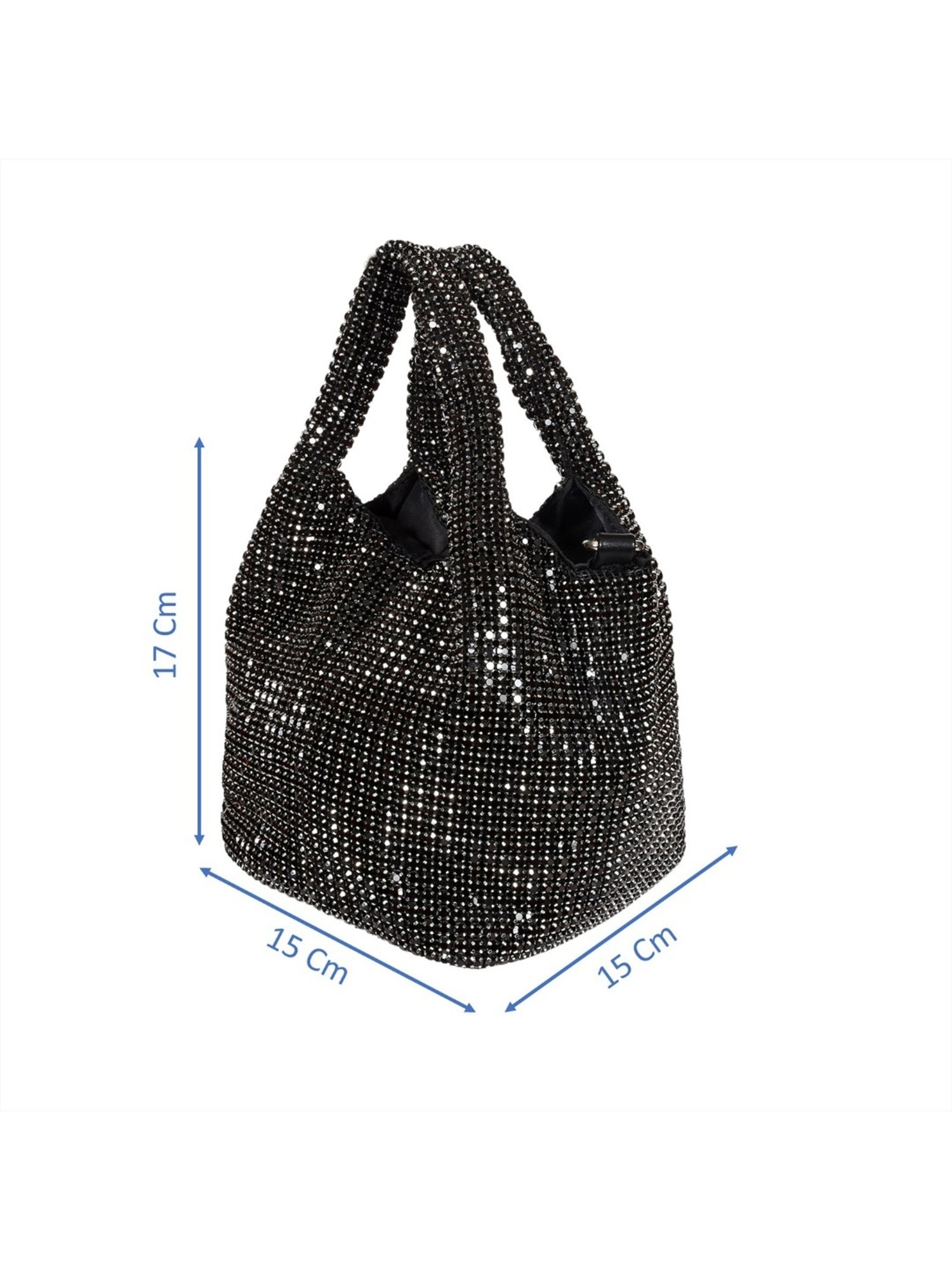 SASSORA RIM Black Leather Embellished Medium Handbag