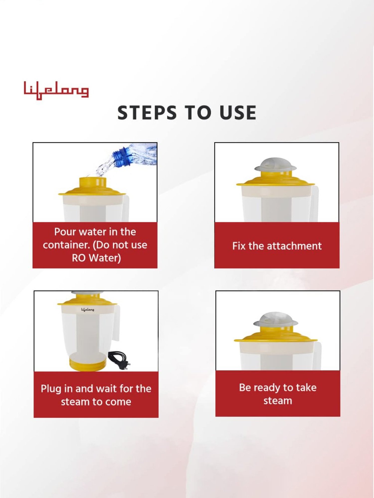 Lifelong LLS36 Steamer and Vaporizer Machine for Cold and Cough, Facial Steamer (Yellow)