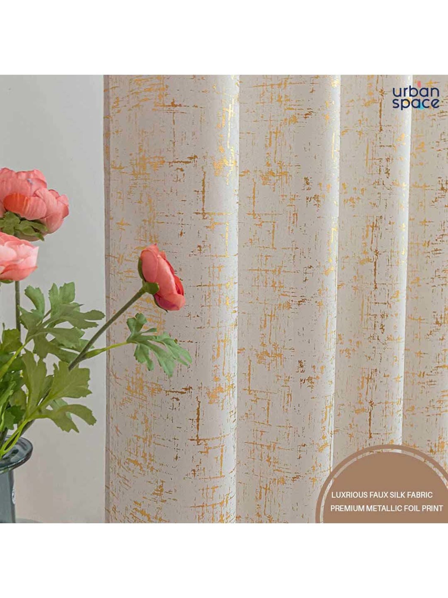 Urban Space Beige Polyester Window Curtain With Tieback & Eyelet