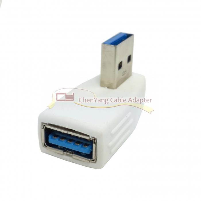 White 90d USB 3.0 male to Female vertical left Angled Adapter for retina Macbook