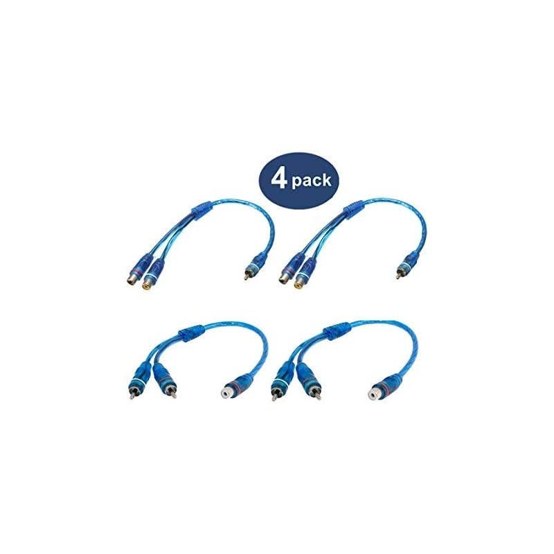 Y Adapter Connector 2 Pack2 Female to 1 Male and 2 Pack1 Female to 2 Male Car Audio Splitter Adapter Cable Blue 4 Pack