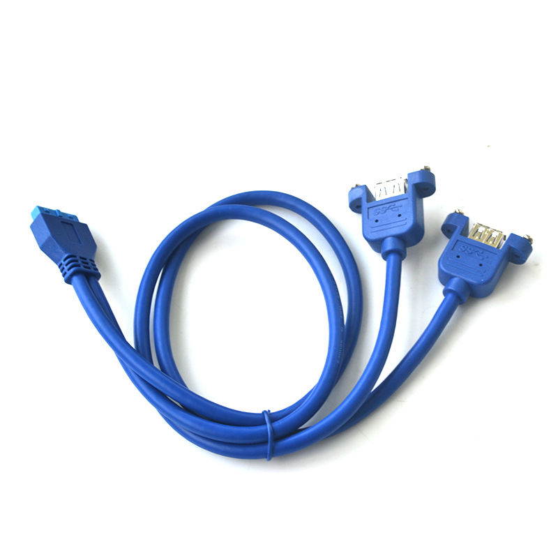 USB 3.0 Internal Motherboard Header 20pin to Dual USB 3.0 Female Cable(50cm/1.64ft) ,2 Port Panel Mount USB 3.0 Cable - USB A to Motherboard Header Cable F/F