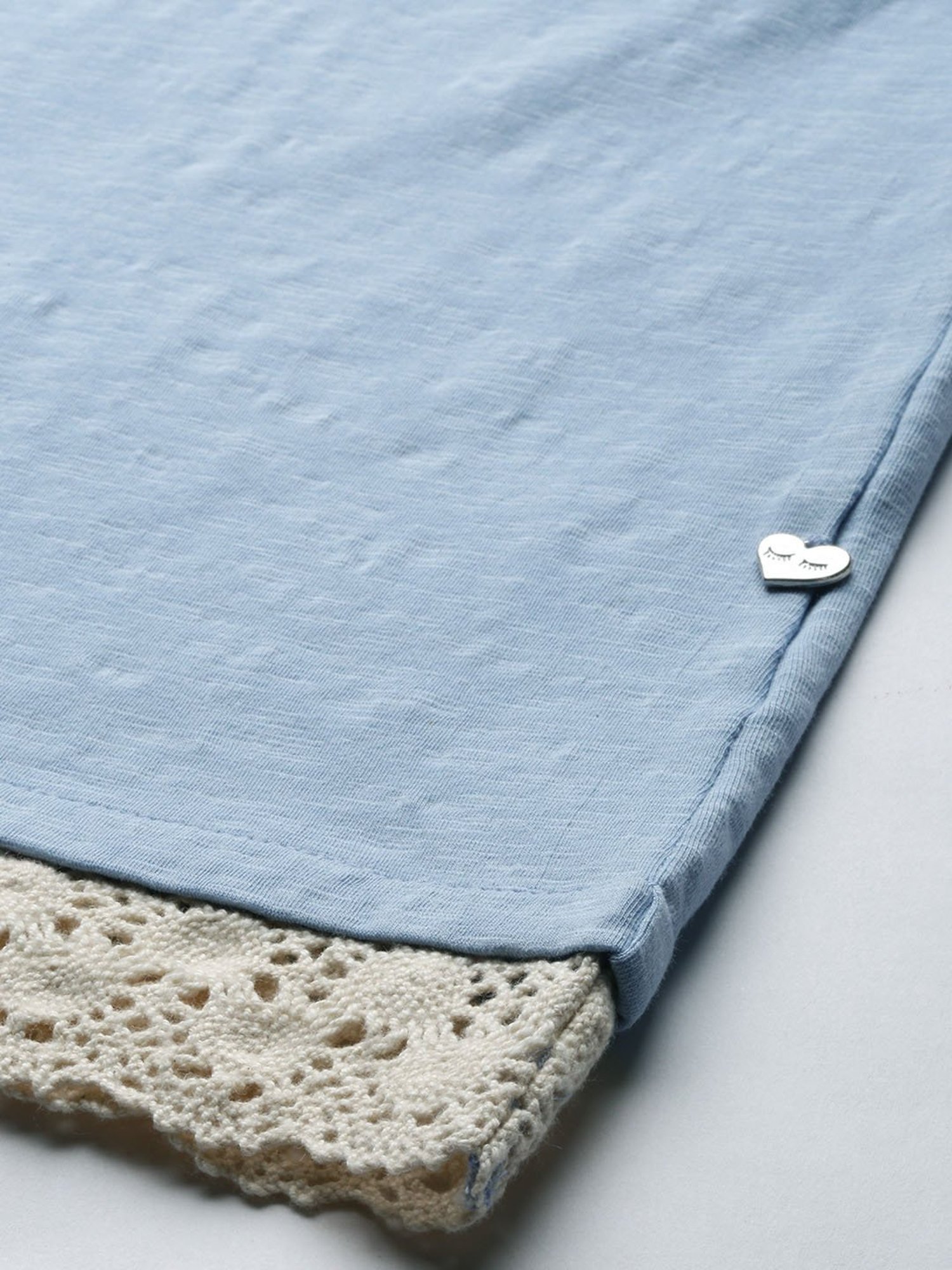 Chemistry Blue Textured Top With Pyjama Set