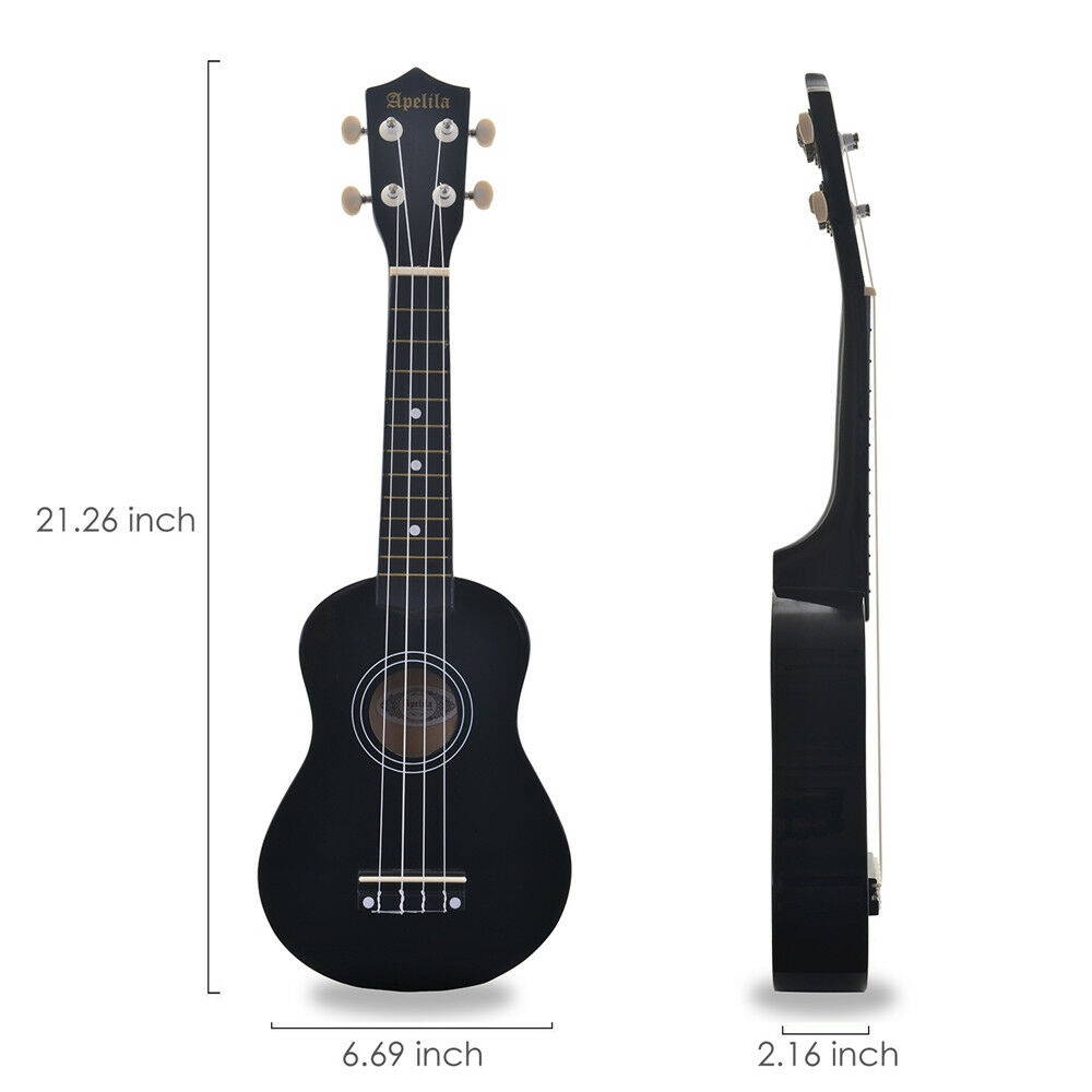 21" Soprano Ukulele Acoustic Guitar Hawaii Music Instrument Beginner Black