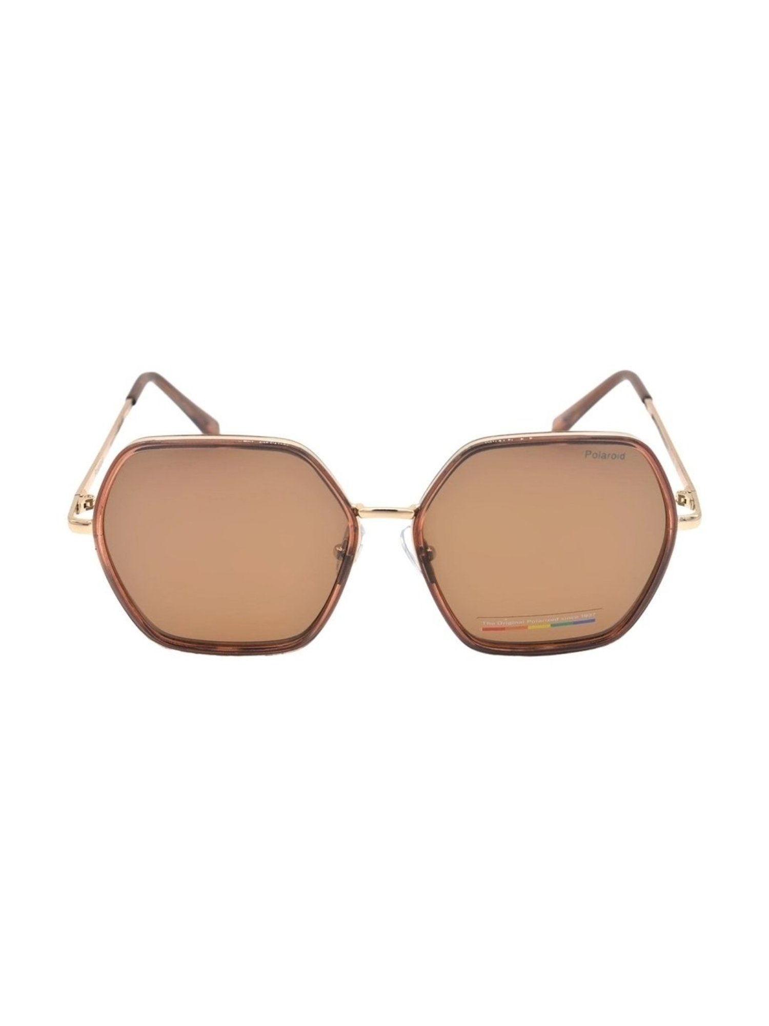 Polaroid Brown Geometric Polarised and UV Protected Lens Sunglasses for Women