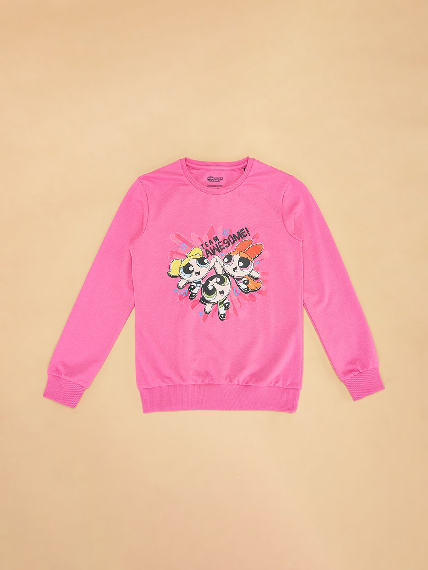 YU by Pantaloons Kids Pink Printed Full Sleeves Sweatshirt