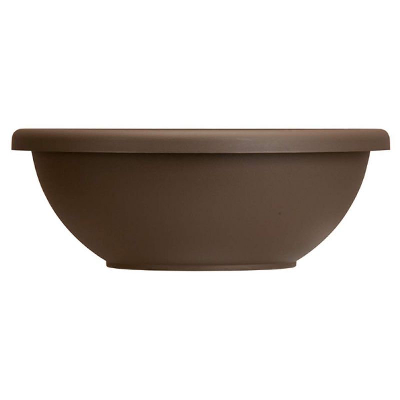 HC Companies 22 Inch Resin Garden Bowl Planter Pot, Chocolate Brown (2 Pack)