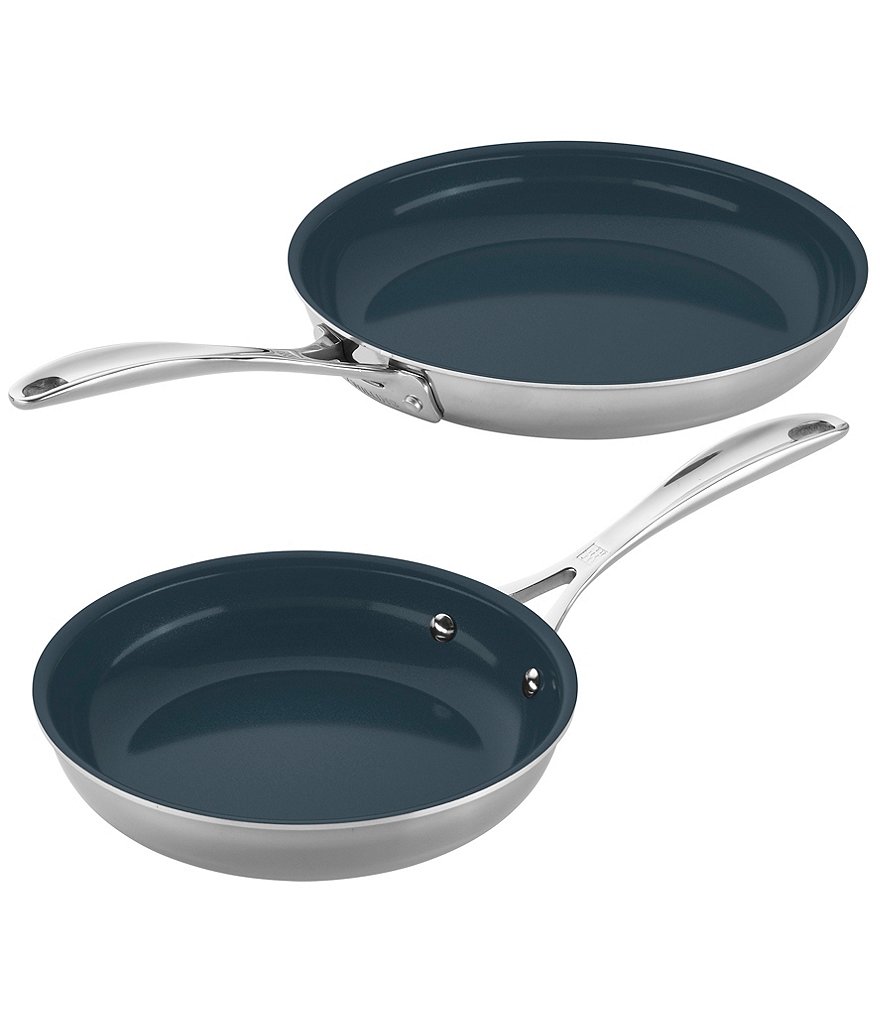 Zwilling Clad CFX 2-pc Stainless Steel Ceramic Nonstick Fry Pan Set