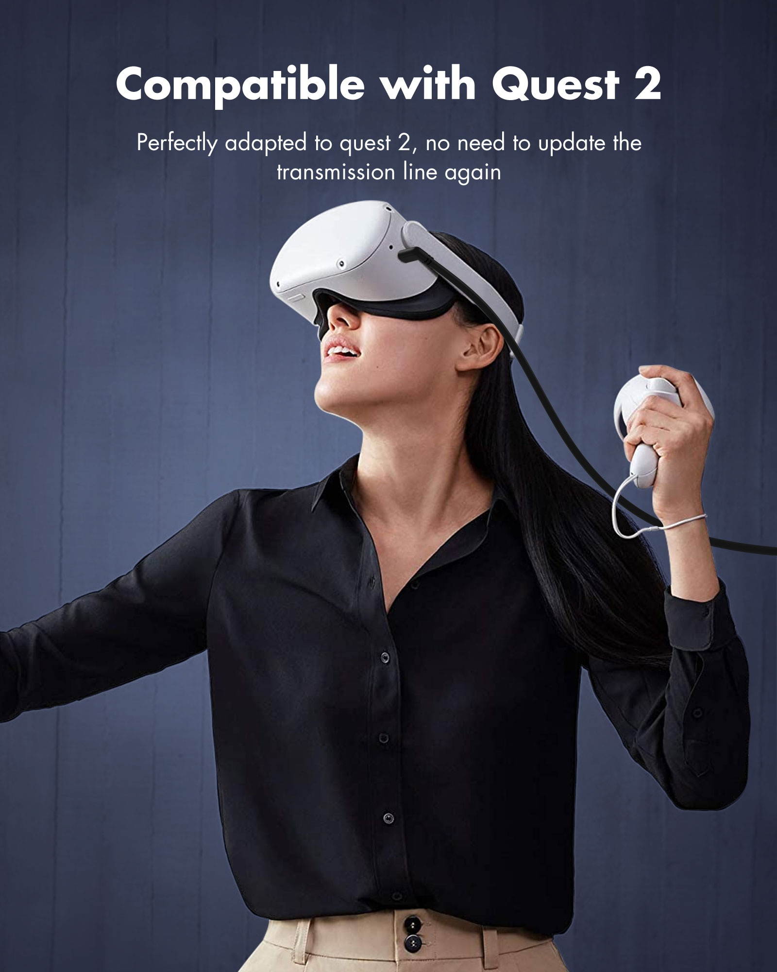 KIWI design Link Cable for Oculus Quest 2, 10 Feet/3 Meters High-Speed Data Transfer USB C 3.2 Gen1 Cable to a Gaming PC, Black