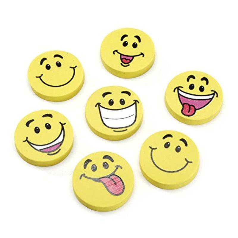 Darice Smile Face Erasers - Assorted Styles - 24 Pieces