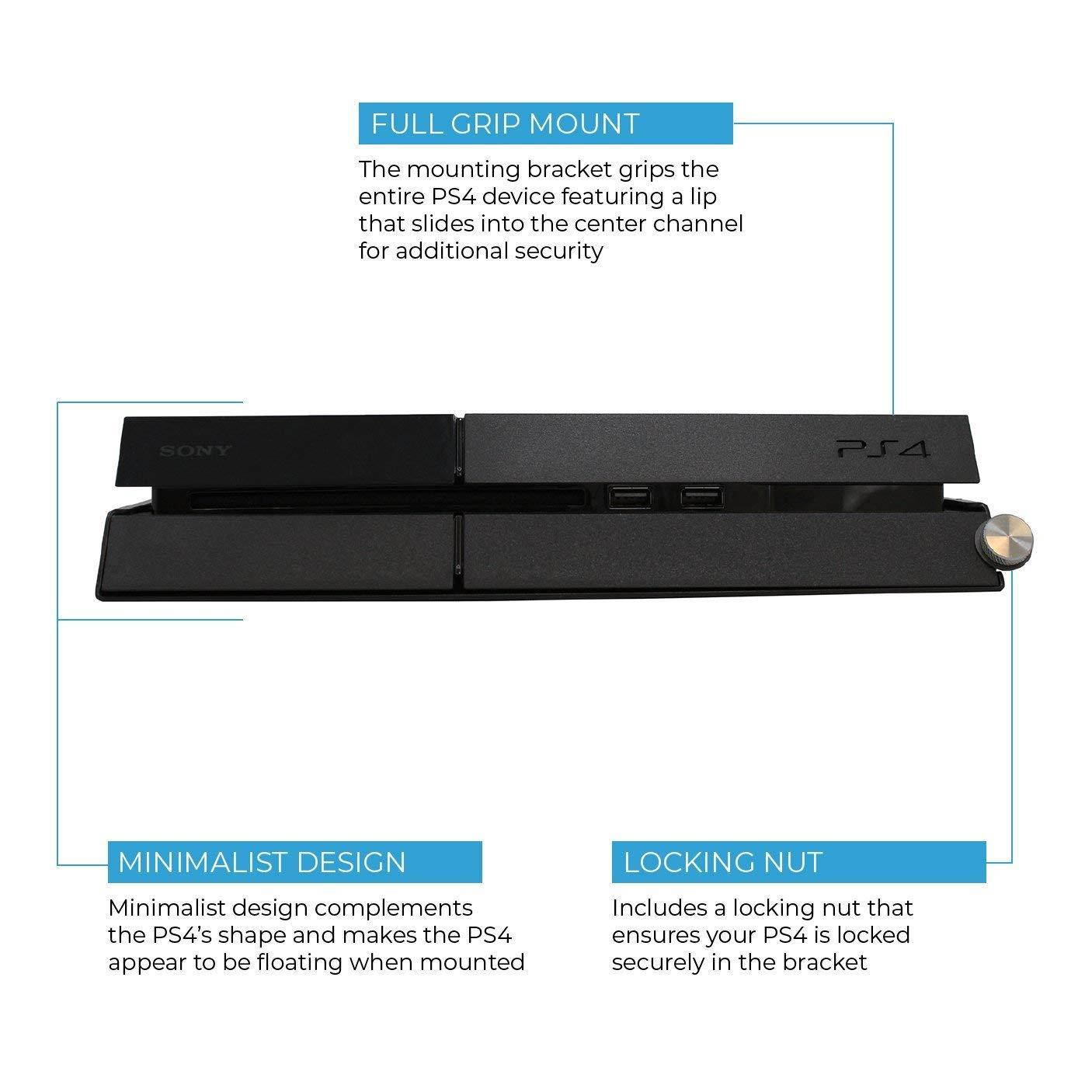 HumanCentric PS4 Mount (Black) | Mount on the wall or on the back of the TV | Patent Pending