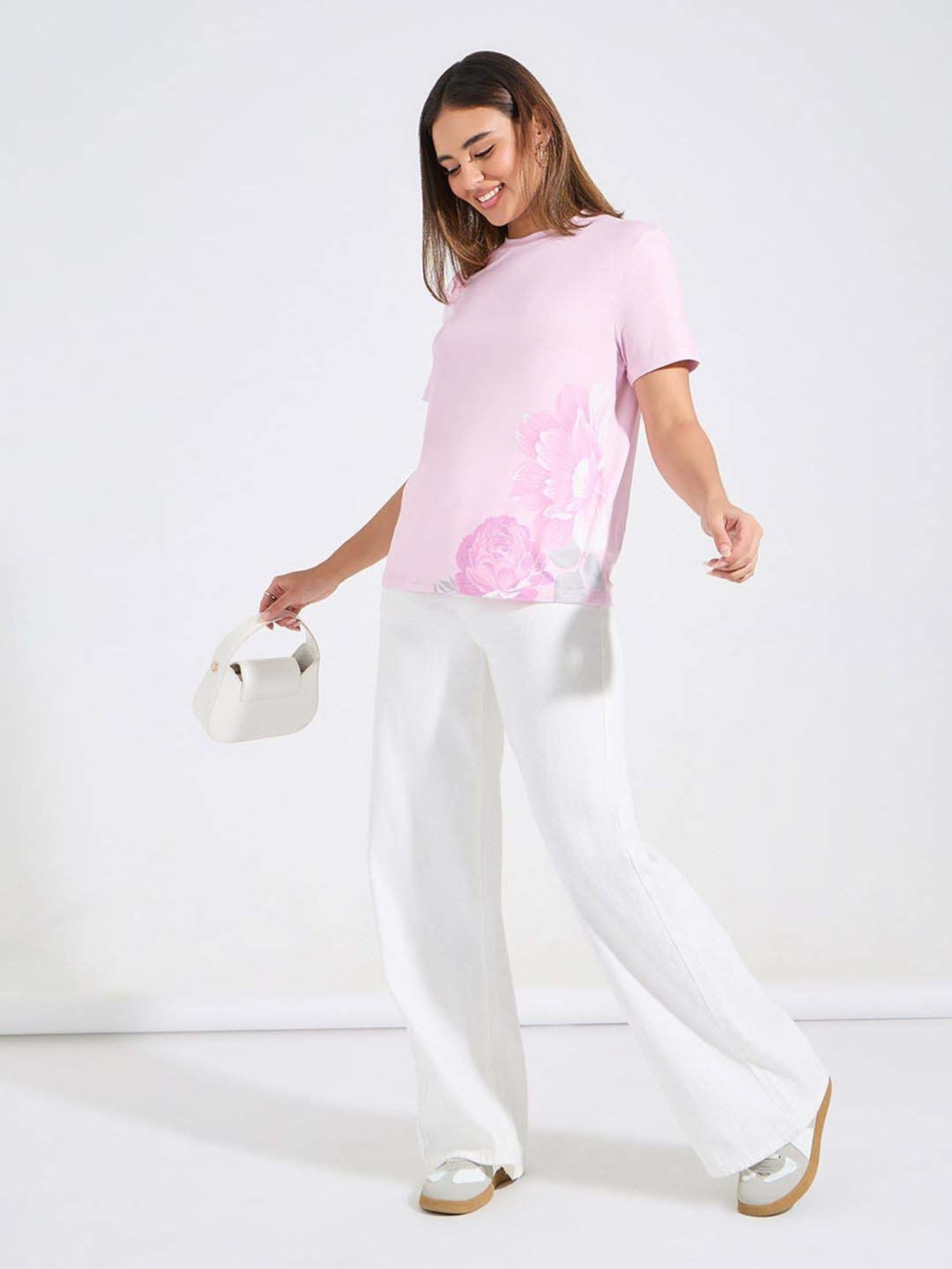 Styli Pink Printed T-Shirt