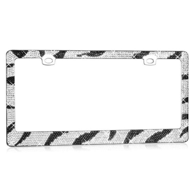 Valor Zebra Pattern with Shining Black and White Crystals Chrome Metal Frame