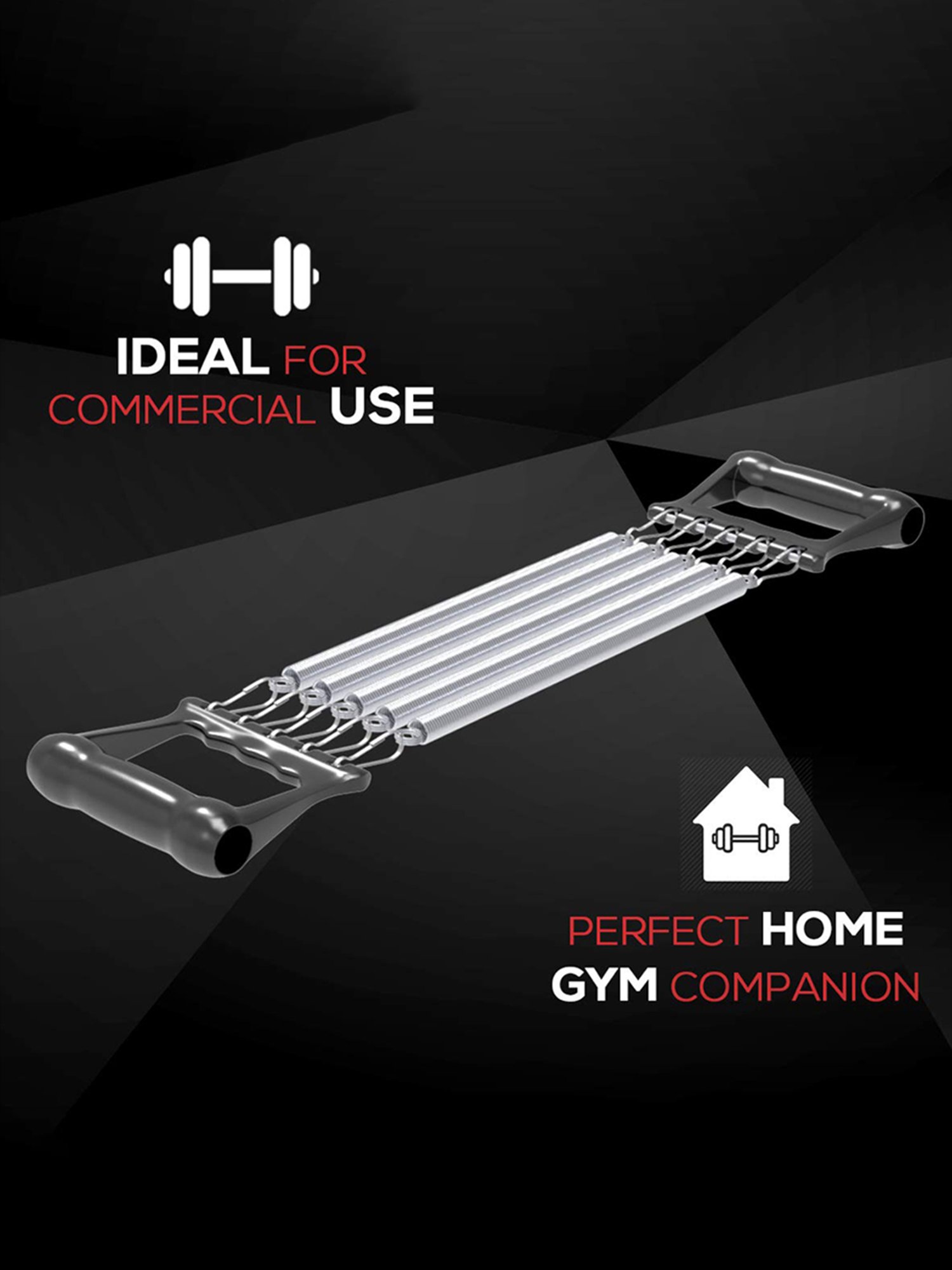 PAXMAX Steel 5 Spring Portable Adjustable Resistance Professional Gym Exercise Chest Pull Expander