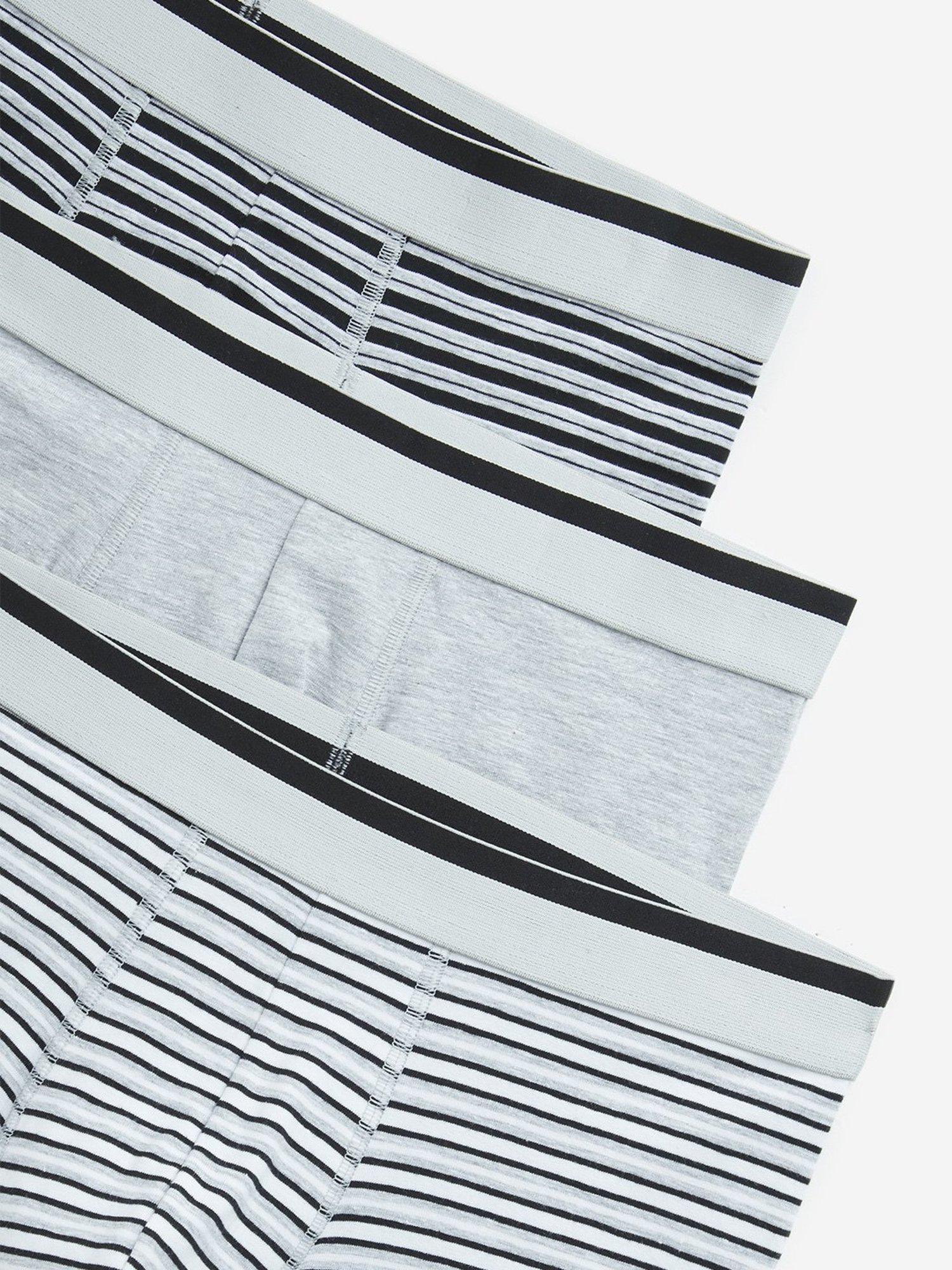 WES Lounge by Westside Grey Striped Cotton Blend Trunks - Pack of 3