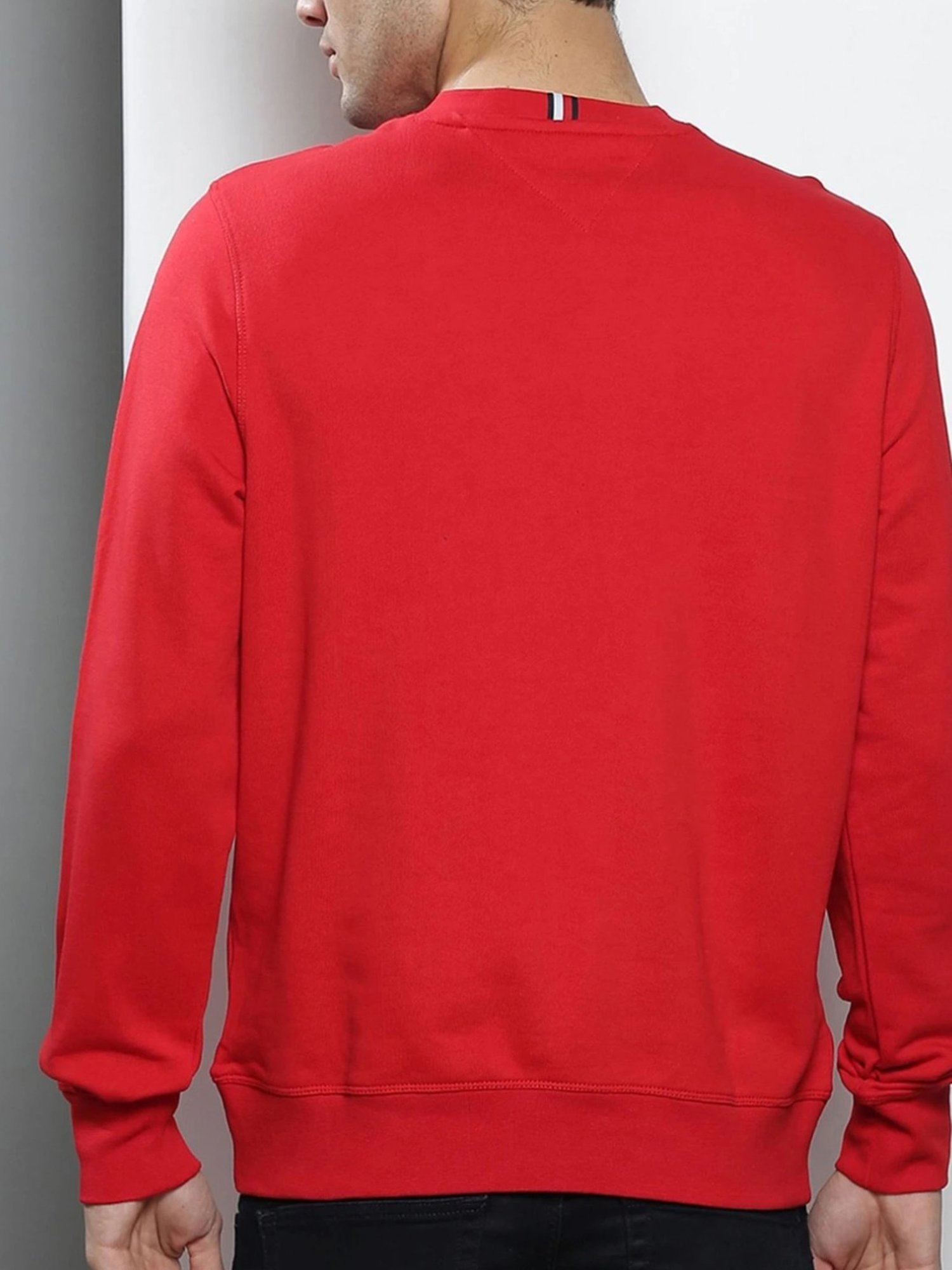 Tommy Hilfiger Red Cotton Regular Fit Graphic Sweater