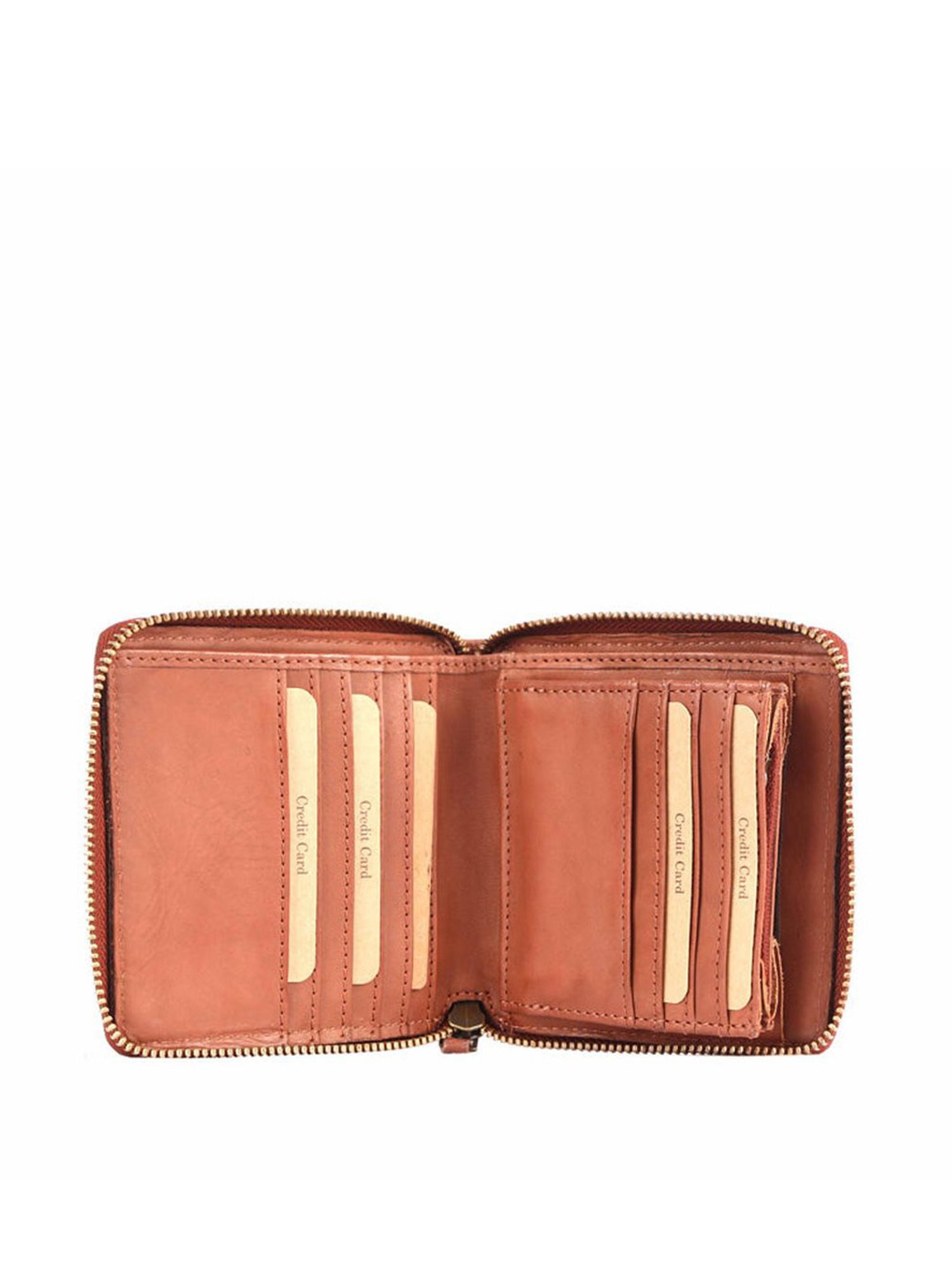 KOMPANERO Marquis Cognac Leather Textured Zip Around Wallet