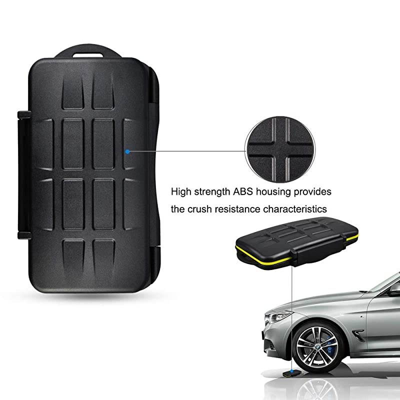 Slots Micro SD Card Holder Micro SD Holder Case with Carabiner WaterResistant AntiShock
