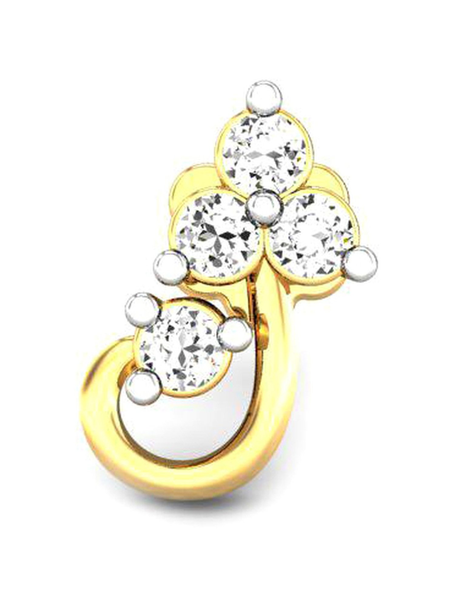Candere by Kalyan Jewellers Swasthika 18k Yellow Gold & Diamond Nosepin for Women