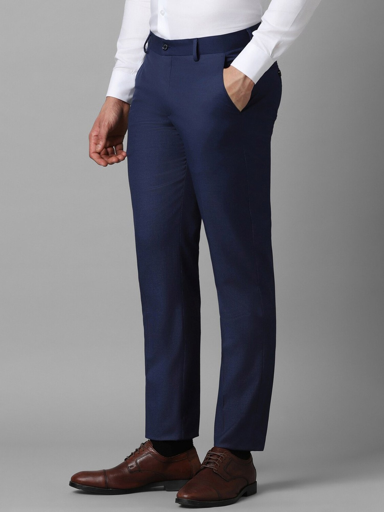 Louis Philippe Navy Slim Fit Trousers